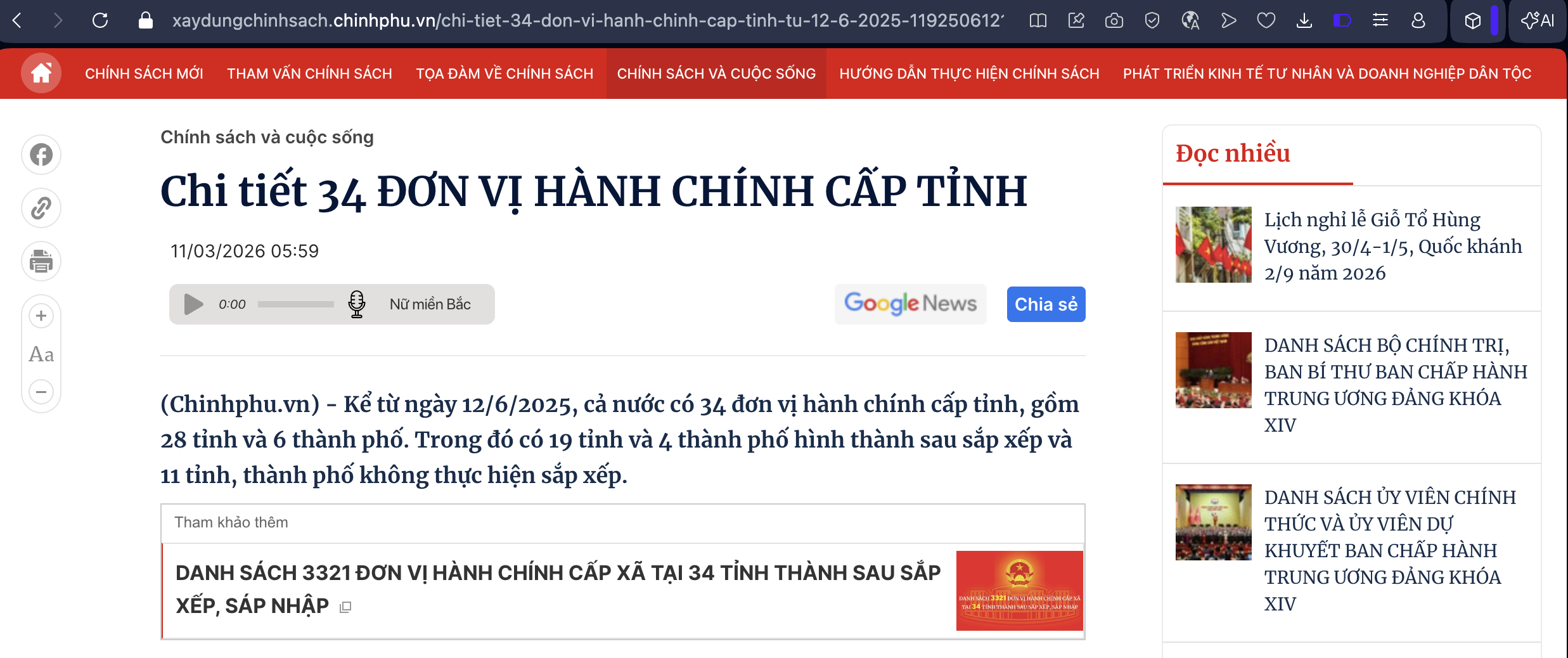 Trang chinhphu.vn xác nhận 34 tỉnh thành